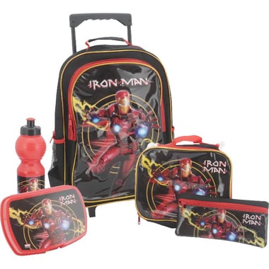 Marvel Iron Man 5-in-1 Value Set Trolley Bag with Accessory, Red/Black