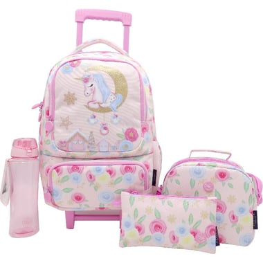 Atrium Lovely Unicorn 4-in-1 Value Set Trolley Bag with Accessory, Pink