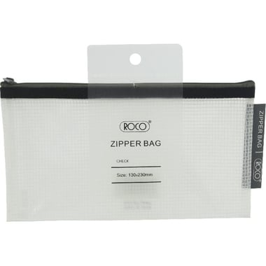 Roco Document Pouch, Topload Opening, Clear/Black Accent