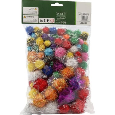 Roco Pom Pom Balls, Glittered, Craft Accessory, Assorted Color