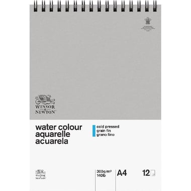 Winsor & Newton Classic Watercolor Pad, Block with Spiral, 300 gsm, White, A4, 12 Sheets