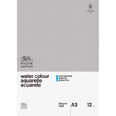 Winsor & Newton Classic Watercolor Pad, Cold Press, 300 gsm, White, A3, 12 Sheets