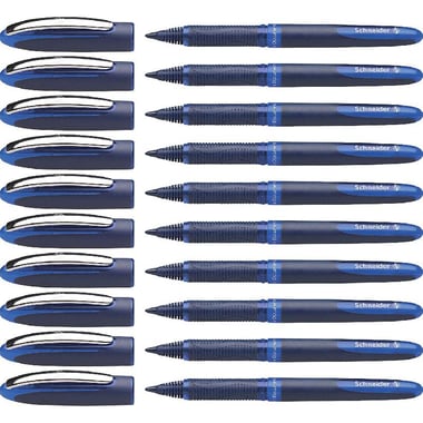 Schneider One Business Rollerball Pen, Blue Ink Color, 0.6 mm, Pointed Tip, 10 Pieces