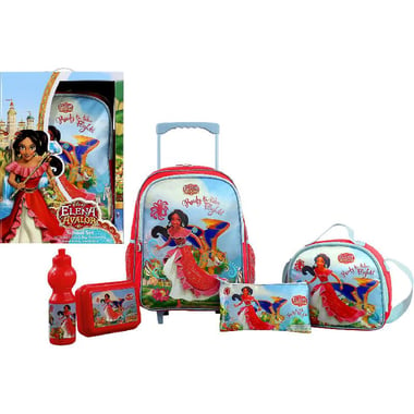 Disney Elena of Avalor 5-in-1 Value Set "Ready to Take Flight" Trolley Bag with Accessory, Red/Blue