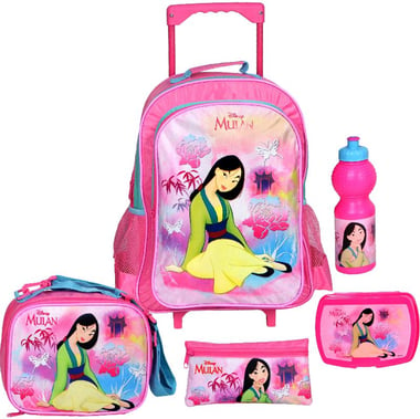 Disney Mulan 5-in-1 Value Set Trolley Bag with Accessory, Pink