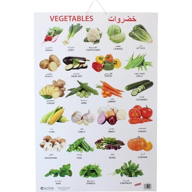 Dreamland Vegetables Chart, Arabic/English
