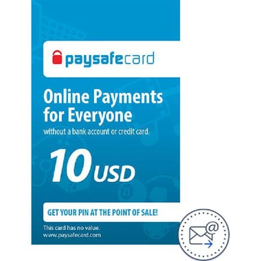 paysafecard 10$ Internet Purchase Payment Card, (by eMail Delivery)