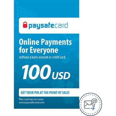 paysafecard 100$ Internet Purchase Payment Card, (by eMail Delivery)