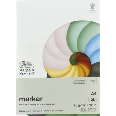 Winsor & Newton Drawing Pad, Bleedproof, 75 gsm, White, A4, 50 Sheets