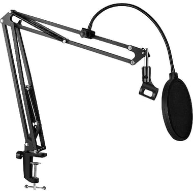 FeelTek Microphone Stand + Pop Filter, Black