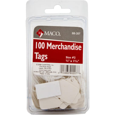 Maco Merchandising Tags, 3/4" X 1 3/32", Marking, White