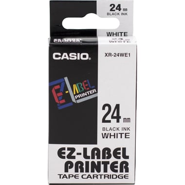 Casio EZ-Label XR-24 Label Printer Tape, 24 mm, Ink: Black/Tape: White
