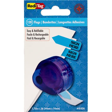 Redi-Tag Tape Flags, "Sign Here", Blue