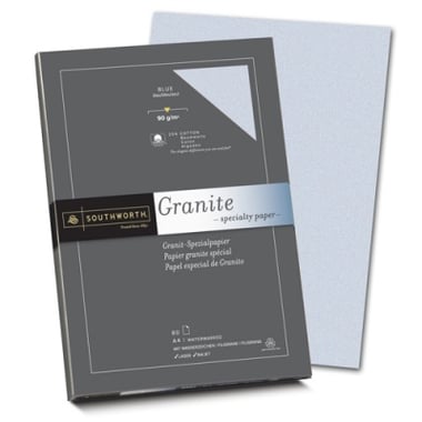 Southworth 25% Cotton Specialty Paper, Granite, Blue, A4, 90 gsm, 80 Sheets