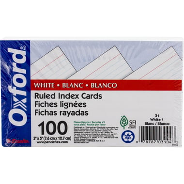 Oxford Index Cards, 3" X 5", White