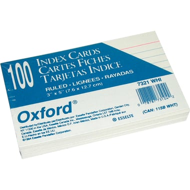 Oxford Index Cards, 4" X 6", White