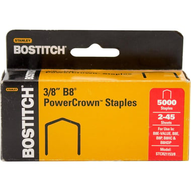 Bostitch PowerCrown B8 Plier Staples, 9 mm Staple Size, Full Strip