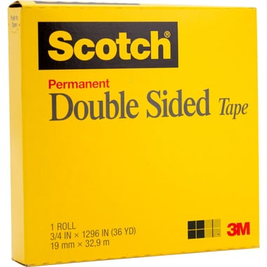 3M Scotch Permanent Double Sided Tape, 3/4" X 1296", Clear