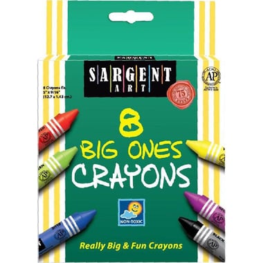 Sargent Art 8 Big Ones Wax Crayon, 8 Colors
