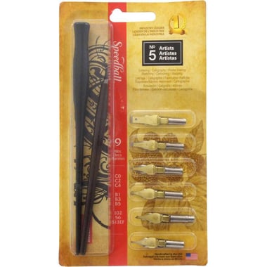 Speedball #5 Artists Calligraphy/Lettering Set, B/C Style, Flat/Round