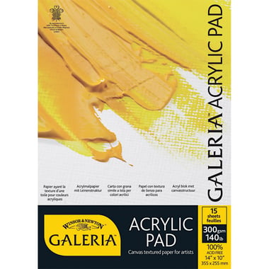 Winsor & Newton Galeria Acrylic Painting Pad, Canvas Textured, 300 gsm, White, 15 Sheets