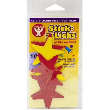 Hygloss Stick-A-Licks Star Pre-gummed Color Paper, 2", Assorted Color