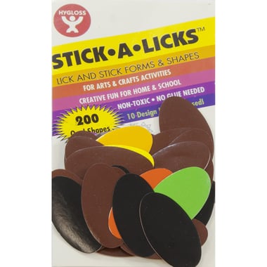 Hygloss Stick-A-Licks Oval Shape Pre-gummed Color Paper, Assorted Color