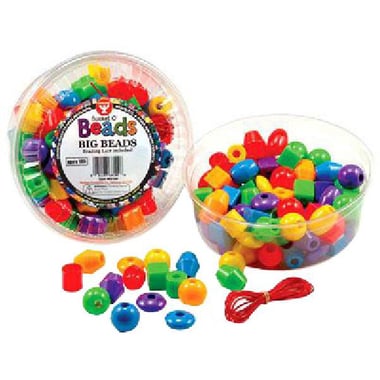 Hygloss Bucket O' Beads, Big Beads, with Lace, Beads Craft, Assorted Color