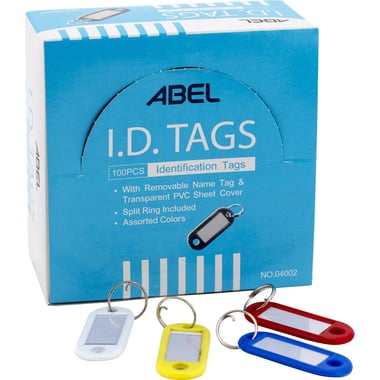 Abel Key Tags, Plastic, Black;Blue;Green;Red;White;Yellow