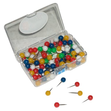 Abel Map Office Pins, Metal/Plastic, Assorted Color