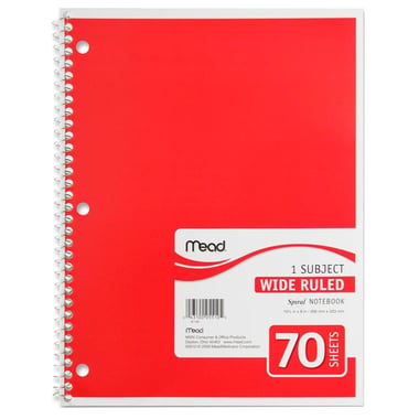 Mead Notebook, 8" X 10.5", 70 Sheets, Wide Ruled