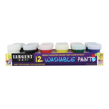 Sargent Art 12 Washable Color Paint, 12 Colors 22.20 ml ( .78 oz )