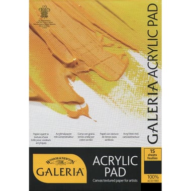 Winsor & Newton Galeria Acrylic Painting Pad, Canvas Textured, 300 gsm, White, 16" X 12", 15 Sheets