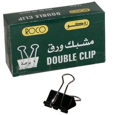 Roco Binder Clips, 1.00 in ( 2.54 cm ), Paint Coated, Black