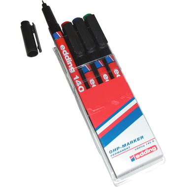 Edding 140 S OHP Multi-function Marker, 0.3 mm Superfine (Round Tip), Black;Blue;Green;Red