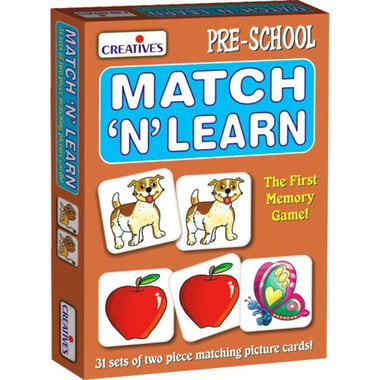 Creatives Pre-School Match 'N' Learn - The First Memory Game Mix & Match, 62 Pieces, English, 3 Years and Above