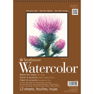 Strathmore Watercolor Pad, Cold Press, 300 gsm, White, 12" X 18", 12 Sheets
