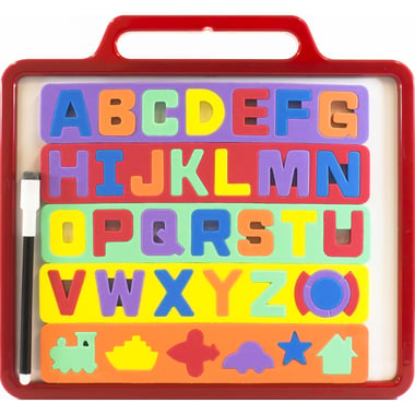 Magnetic Whiteboard, English Letters;Marker/Eraser;Storage with Handle, Assorted Color/White