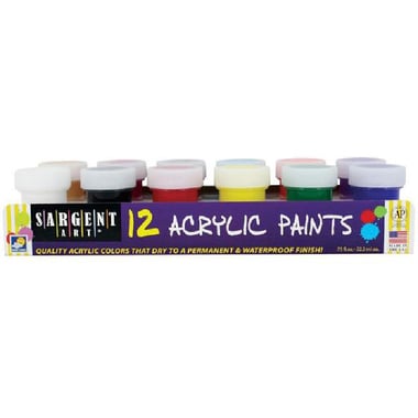Sargent Art Acrylic Color, 12 Colors 22.20 ml ( .78 oz )