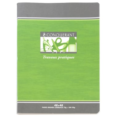 Conquerant Travaux Pratiques Notebook (Seyes), Seyes/Uni, 17 X 22 cm, 48 Pages (24 Sheets), Square Ruled (French)