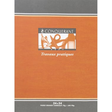 Conquerant Travaux Pratiques Notebook (Seyes), Seyes/Uni, 17 X 22 cm, 24 Pages (12 Sheets), Square Ruled (French)