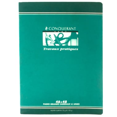 Conquerant Travaux Pratiques Notebook (Seyes), Seyes/Uni, 24 X 32 cm, 48 Pages (24 Sheets), Square Ruled (French)
