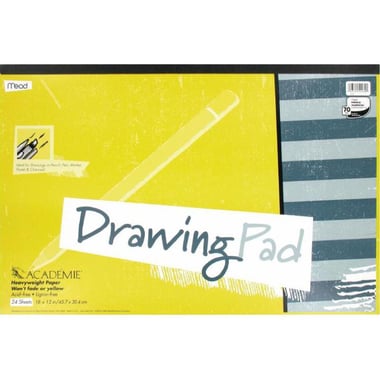 Academie Drawing Pad, Heavyweight, White, 12" X 18", 24 Sheets