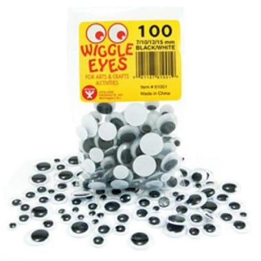 Hygloss Wiggle Eyes (100 Pieces), Craft Accessory, Black/White