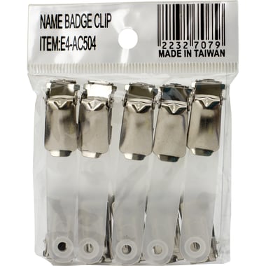 ID Holder Clip, Pack of 10, Plastic Grip, Silver/White
