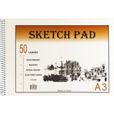 Sketch Pad, 110 gsm, White, A3, 50 Sheets