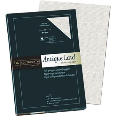 Southworth Antique Specialty Paper, Laid, White, A4, 90 gsm, 80 Sheets