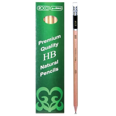 Roco Premium Natural Pencil Set, HB, Medium, 12 Pieces