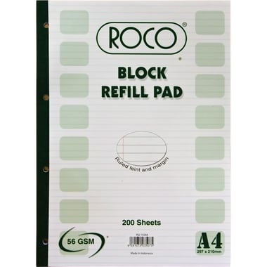 Roco Block Pad Looseleaf Refill Paper, A4, 400 Pages (200 Sheets)
