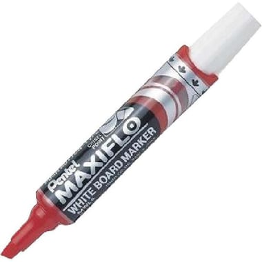 Pentel MaxiFlo Whiteboard Marker, 1.5 - 3 mm Chisel Tip, Red